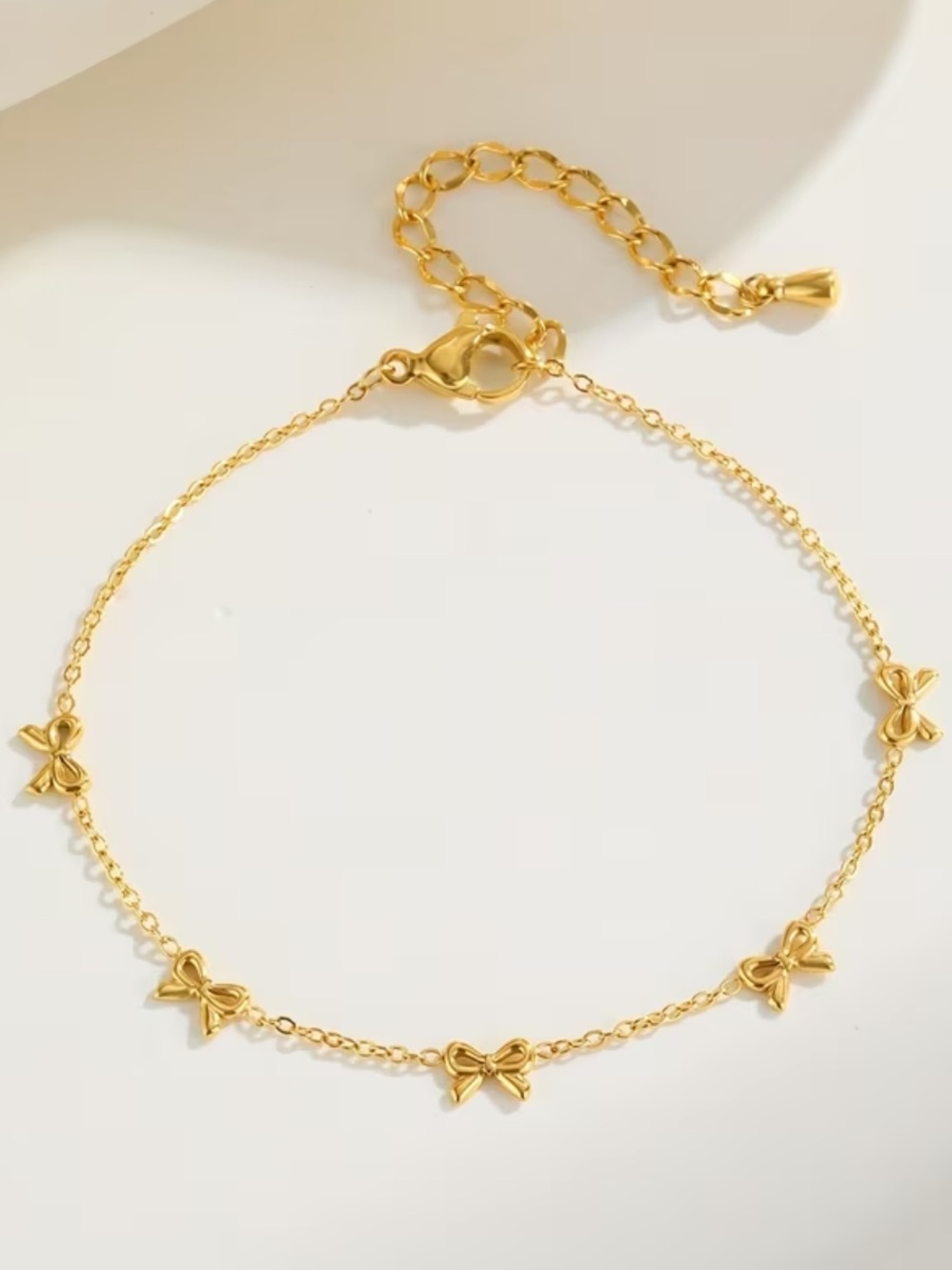 Dainty Gold Bow Accent Chain Bracelet - Women Jewelry